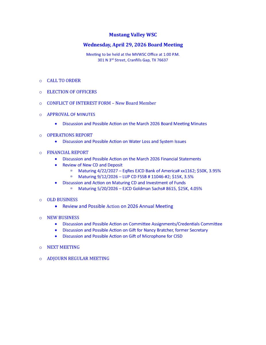 AGENDA 04 APRIL 2026