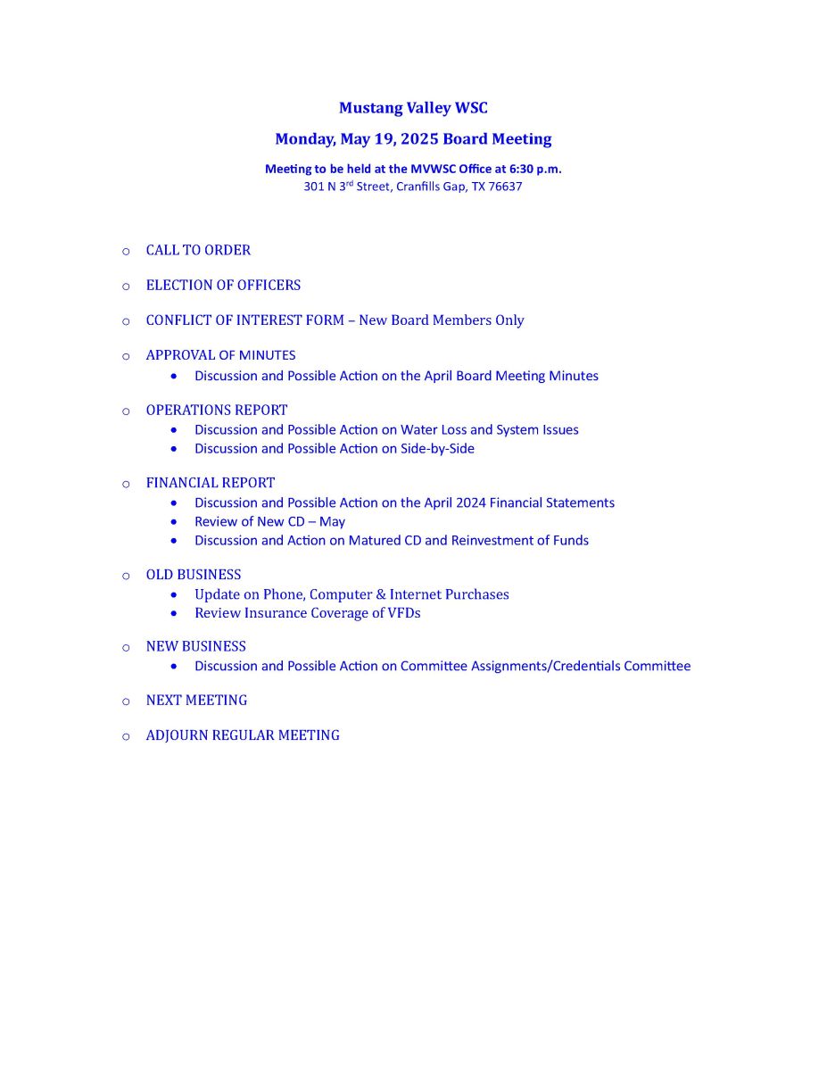 AGENDA 05 MAY 2025